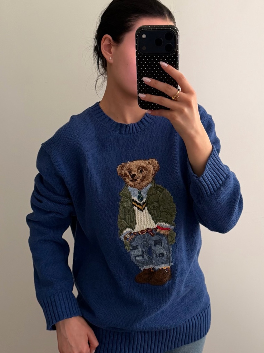 Ralph Lauren Blue Teddy Bear Intarsia Sweater